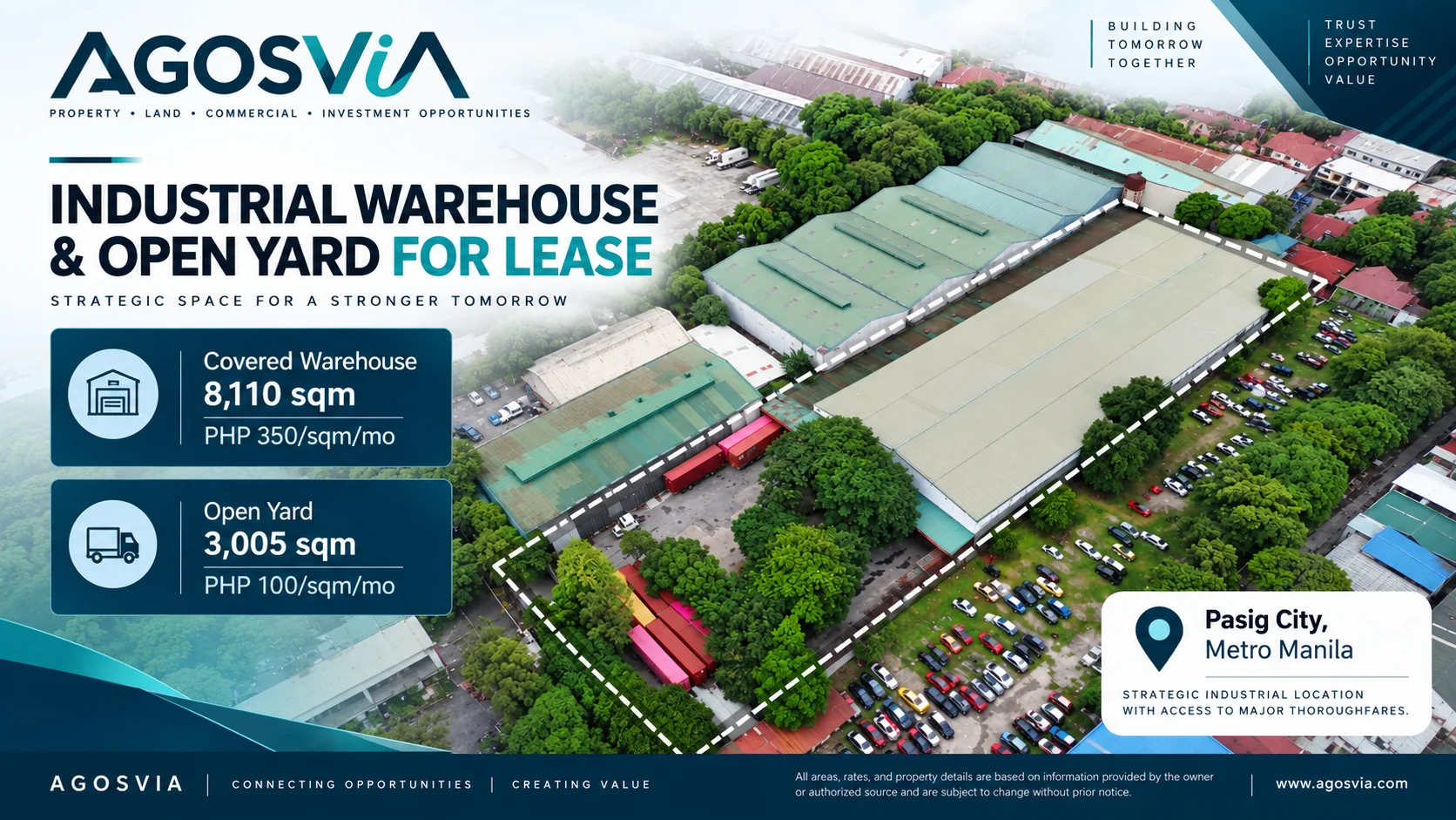 Industrial Warehouse with Open Yard for Lease in Pasig City